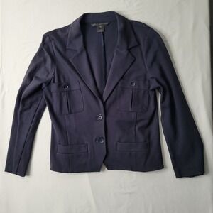 Marc by Marc Jacobs Blazer Jacket Military Style Pockets Navy Normandy Blue Sz M
